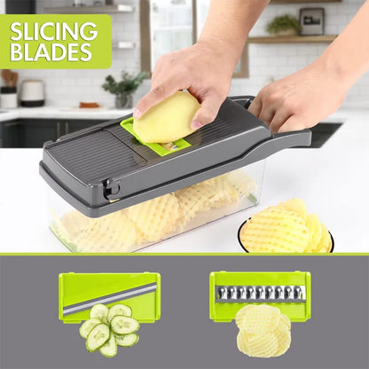 16-Piece Multifunctional Vegetable Cutter Set - Manual Slicer, Shredder & Grater