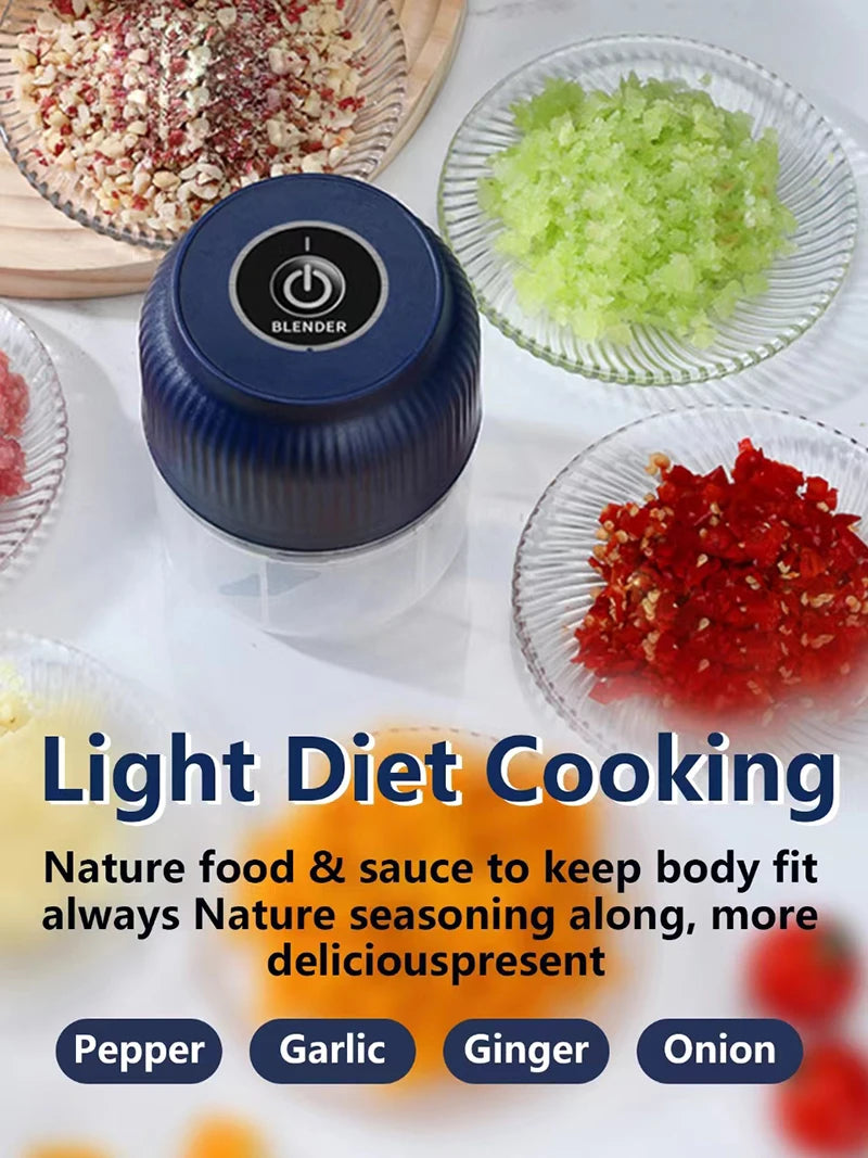 250ml Mini Electric Garlic Chopper - USB Rechargeable Wireless Food Processor