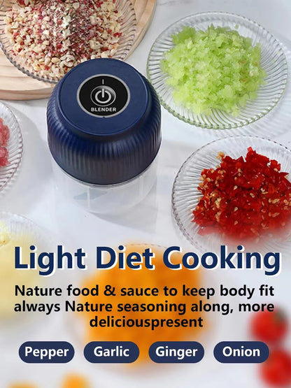 250ml Mini Electric Garlic Chopper - USB Rechargeable Wireless Food Processor