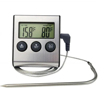 Kitchen Digital Smart Food Thermometer, Electronic Timer Oven Probe beef Meat Thermometers for BBQ & cooking & Milk