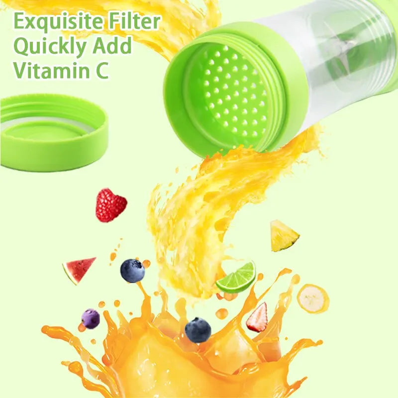 380ml Portable Electric Juicer USB Rechargeable Smoothie Blender Mini Food Processor Fruit Mixer for Travel Camping and Kitchen