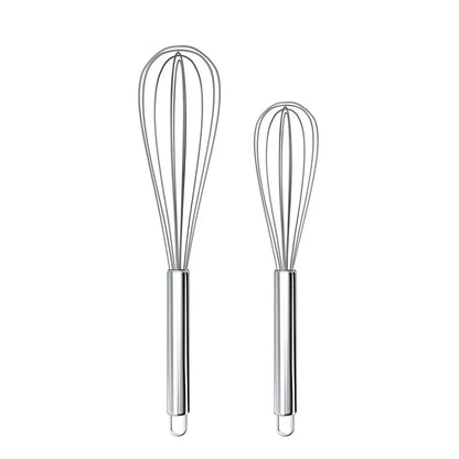 Stainless Steel Wire Whisk - 8"/10"/12" Balloon Egg Beater for Baking & Cooking
