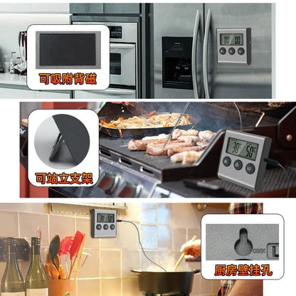 Kitchen Digital Smart Food Thermometer, Electronic Timer Oven Probe beef Meat Thermometers for BBQ & cooking & Milk