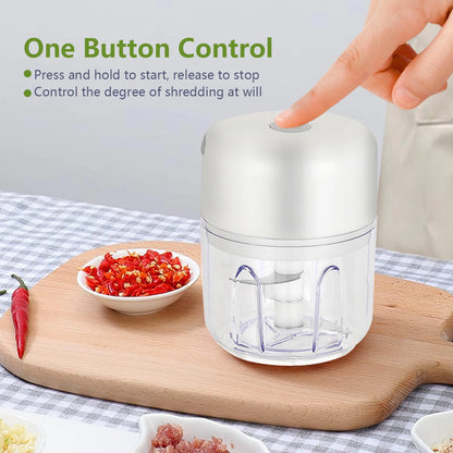 Portable Electric Garlic Chopper - 100ml/250ml Wireless Mini Food Processor
