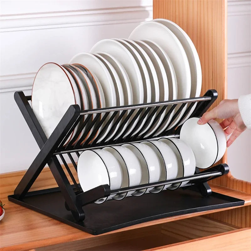 Adjustable Sink Drain Shelf - Kitchen Dish Drying Rack Organizer