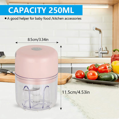 Portable Electric Garlic Chopper - 100ml/250ml Wireless Mini Food Processor
