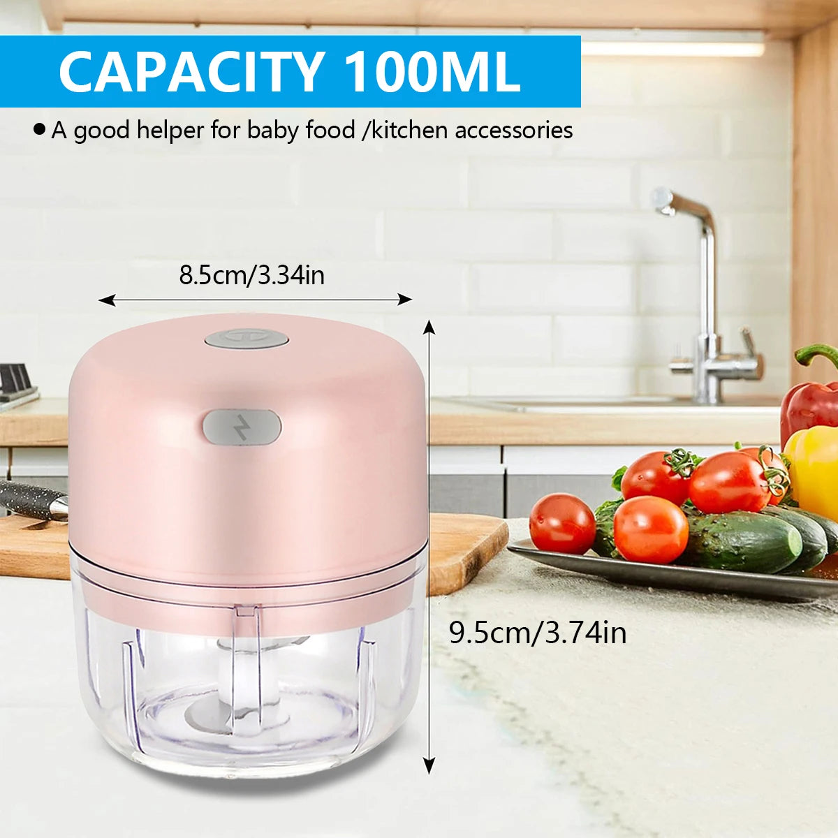 Portable Electric Garlic Chopper - 100ml/250ml Wireless Mini Food Processor