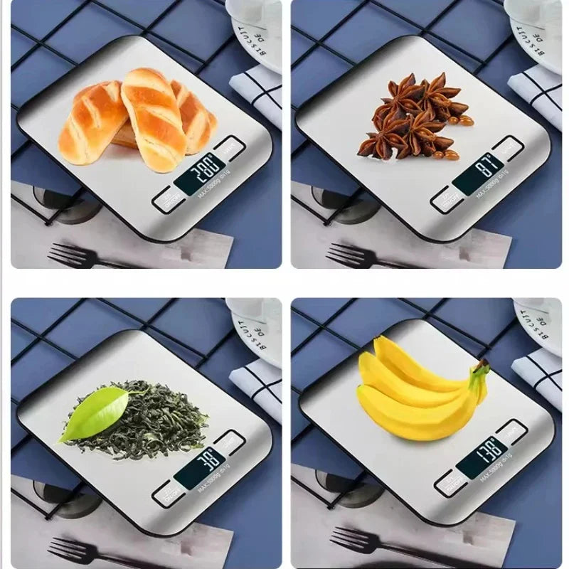 Digital Kitchen Scale with LED Display - 5kg/1g Precision Stainless Steel