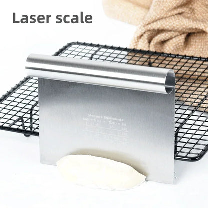 Stainless Steel Dough Scraper - Cake Smoother & Pastry Spatula for Baking