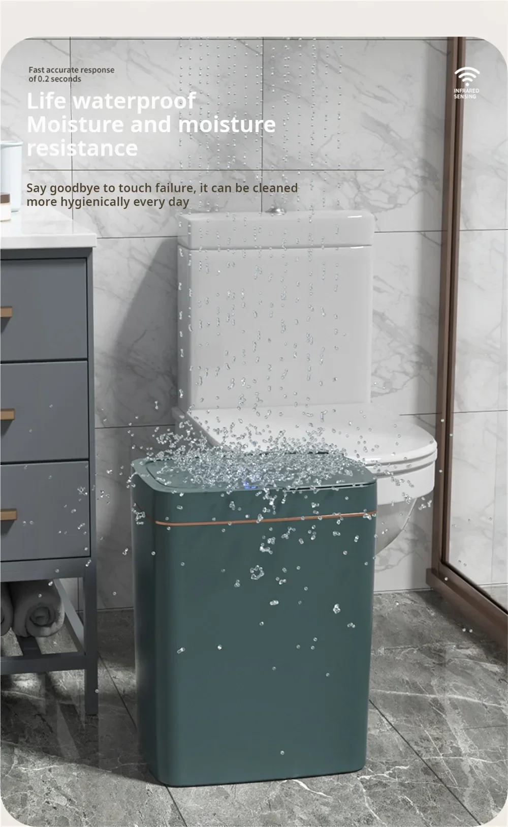 15L High-Quality Touchless Smart Sensor Trash Bin - Waterproof Automatic Waste Bin