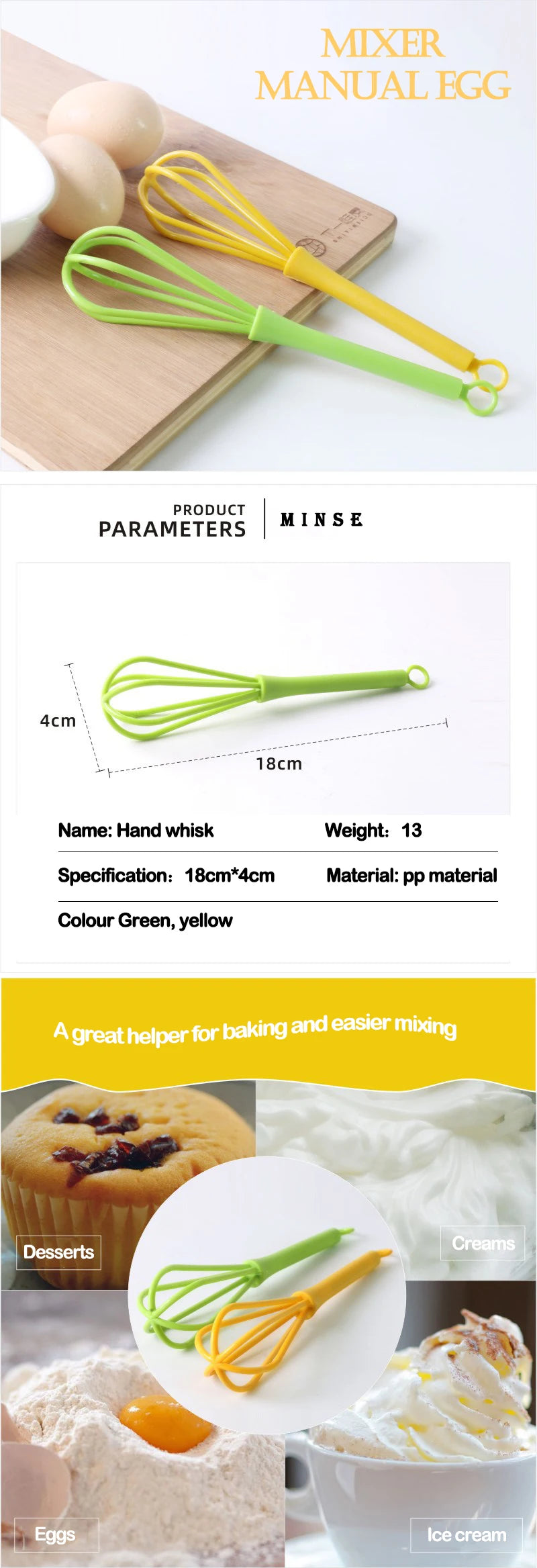 Handmixer met eiergarde - Plastic keukenbakgereedschap