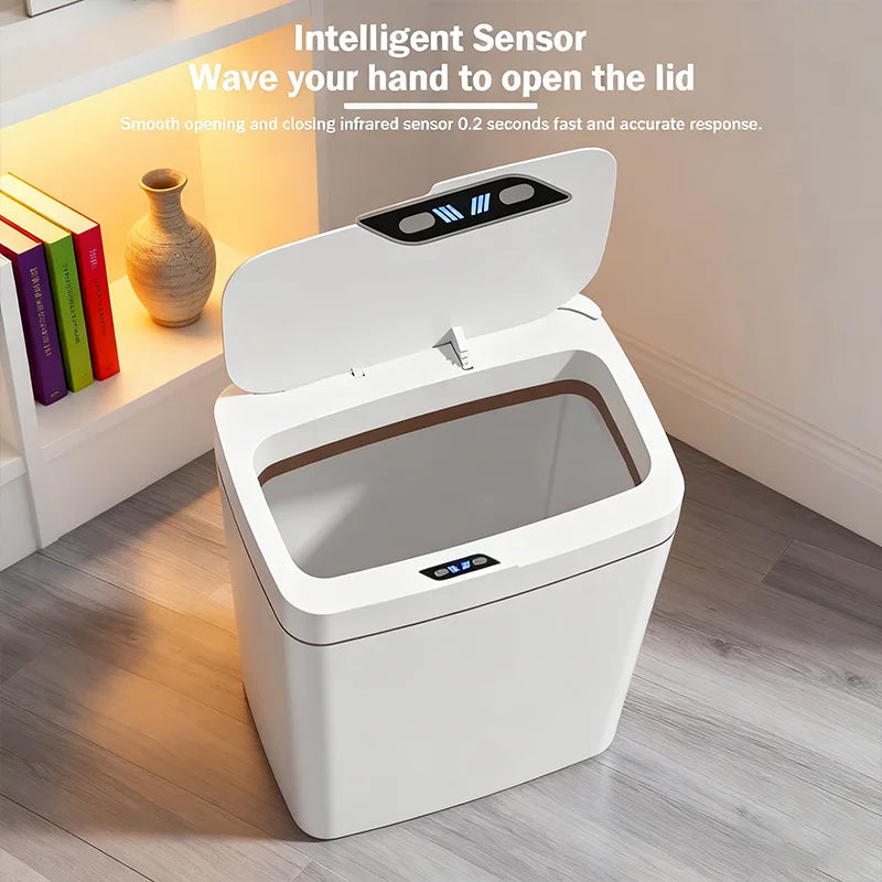 15L Smart Automatic Sensor Trash Bin - Touchless Waste Basket for Kitchen & Bathroom