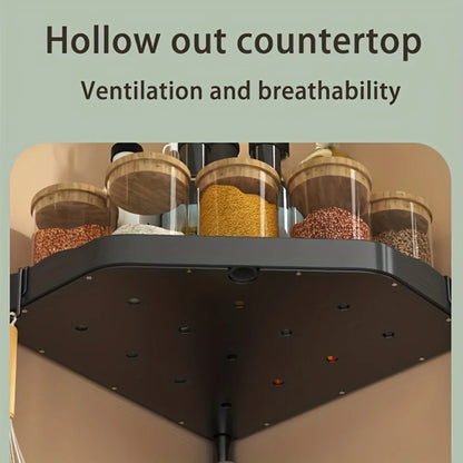 3-Tier Kitchen Spice Rack Organizer - Corner Countertop Seasoning Shelf with Chopstick Holder