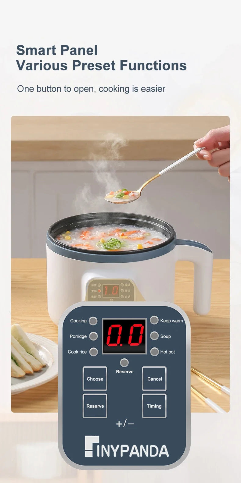 Multi-Function Electric Rice Cooker - Mini Hot Pot for 1-3 People
