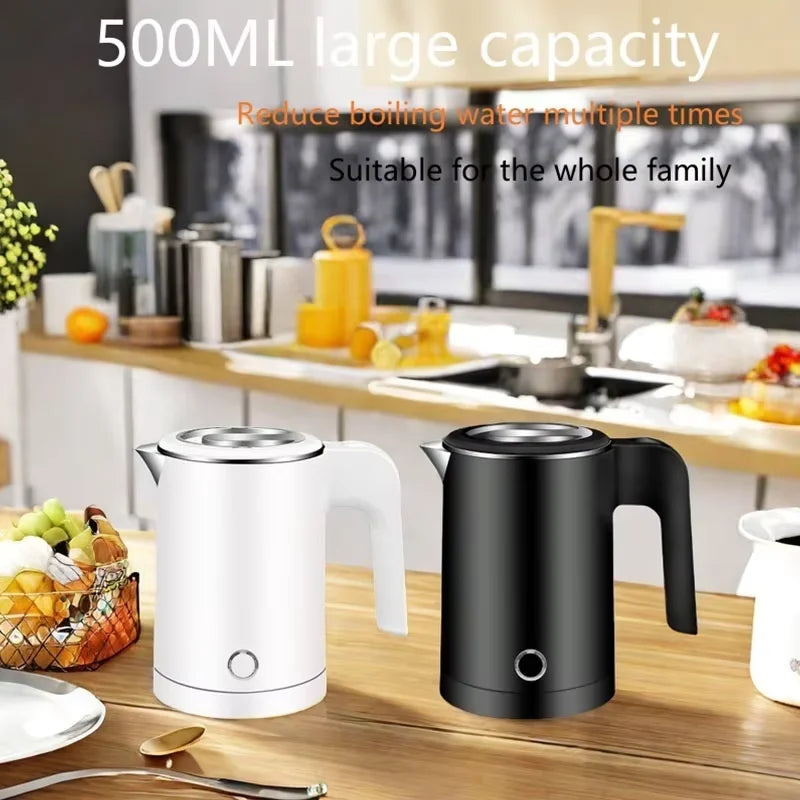 500ML Portable Travel Electric Kettle - Compact Water Boiler for Tea & Coffee