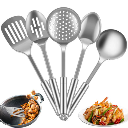 5-Piece Stainless Steel Kitchen Utensil Set - Cooking Tools with Spatula, Ladle & Spoon