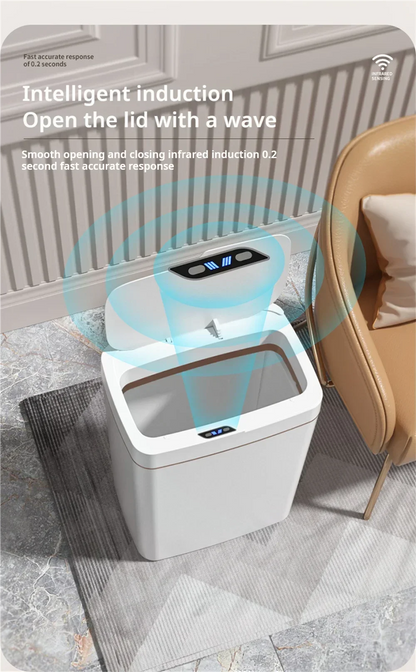 15L Smart Automatic Sensor Trash Bin - Touchless Waste Basket for Kitchen & Bathroom