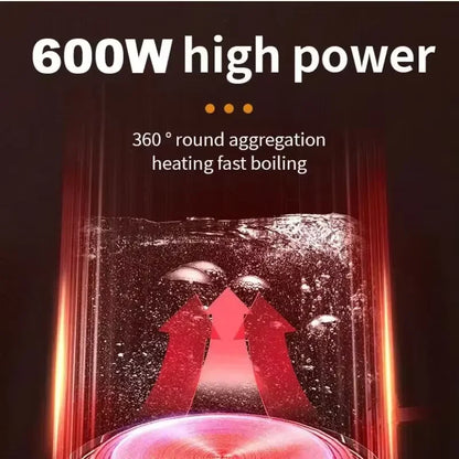 500ML Portable Travel Electric Kettle - Compact Water Boiler for Tea & Coffee