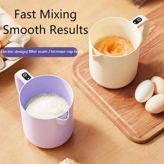 Electric Egg Beater 2 In 1 Cordless Handheld Mixer And Filter 1L Rice Washing Bowl Automatic Stirrer Kitchen Gadget For Stirring