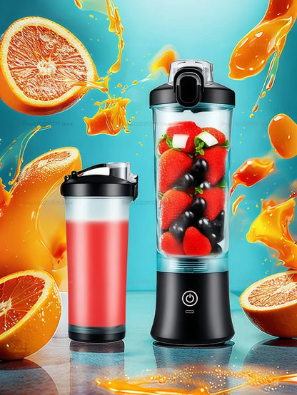 600ml Portable Blender - 4000mAh USB Rechargeable Smoothie Maker with 6 Blades