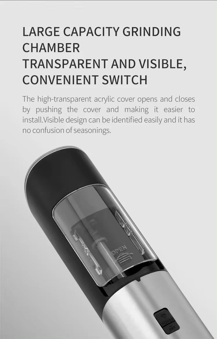 Electric Automatic Salt and Pepper Grinder Set with Led Light Grinder Set Spice Mill Adjustable Spices Grinder Kitchen Tools