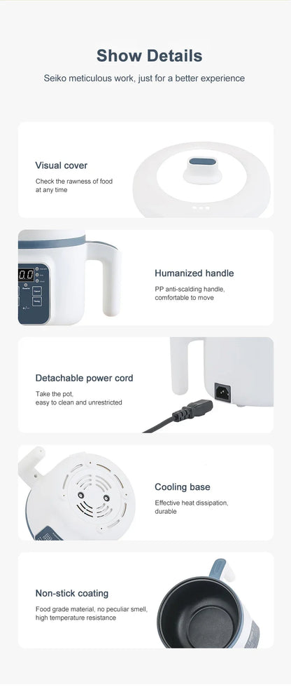 Multi-Function Electric Rice Cooker - Mini Hot Pot for 1-3 People