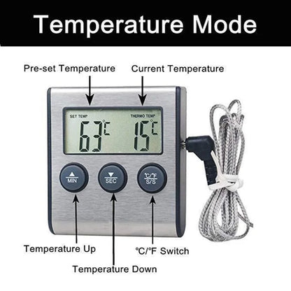 Kitchen Digital Smart Food Thermometer, Electronic Timer Oven Probe beef Meat Thermometers for BBQ & cooking & Milk
