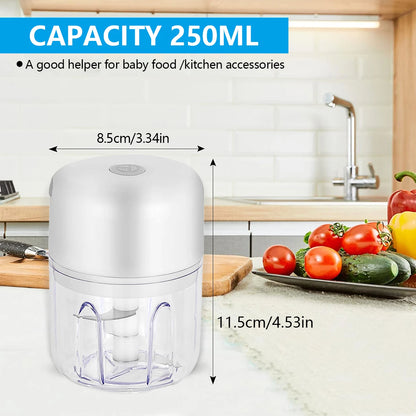 Portable Electric Garlic Chopper - 100ml/250ml Wireless Mini Food Processor
