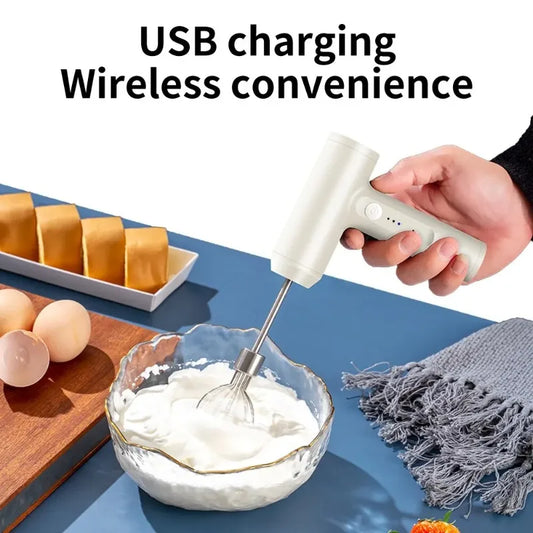 Wireless Electric Food Mixer - Portable 3-Speed Egg Beater for Baking