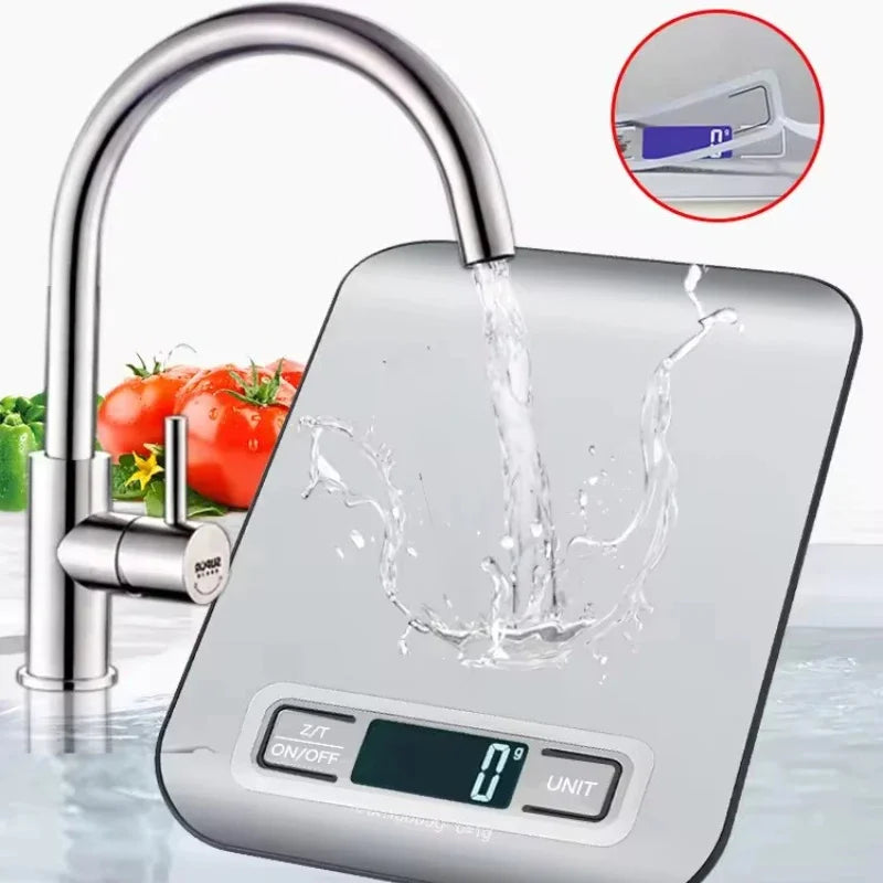 Digital Kitchen Scale with LED Display - 5kg/1g Precision Stainless Steel