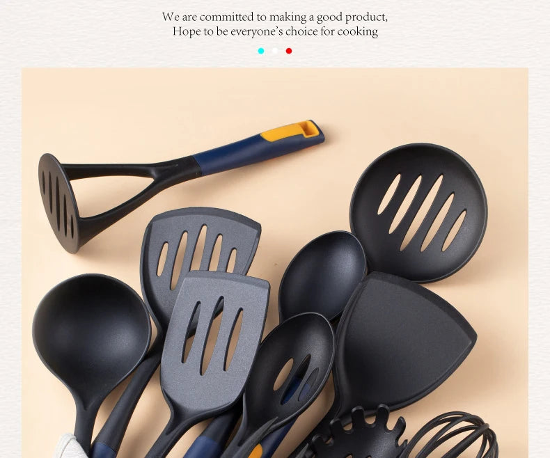 Heat Resistant Silicone Kitchen Utensils Set - Non-Stick Safe Cooking Tools