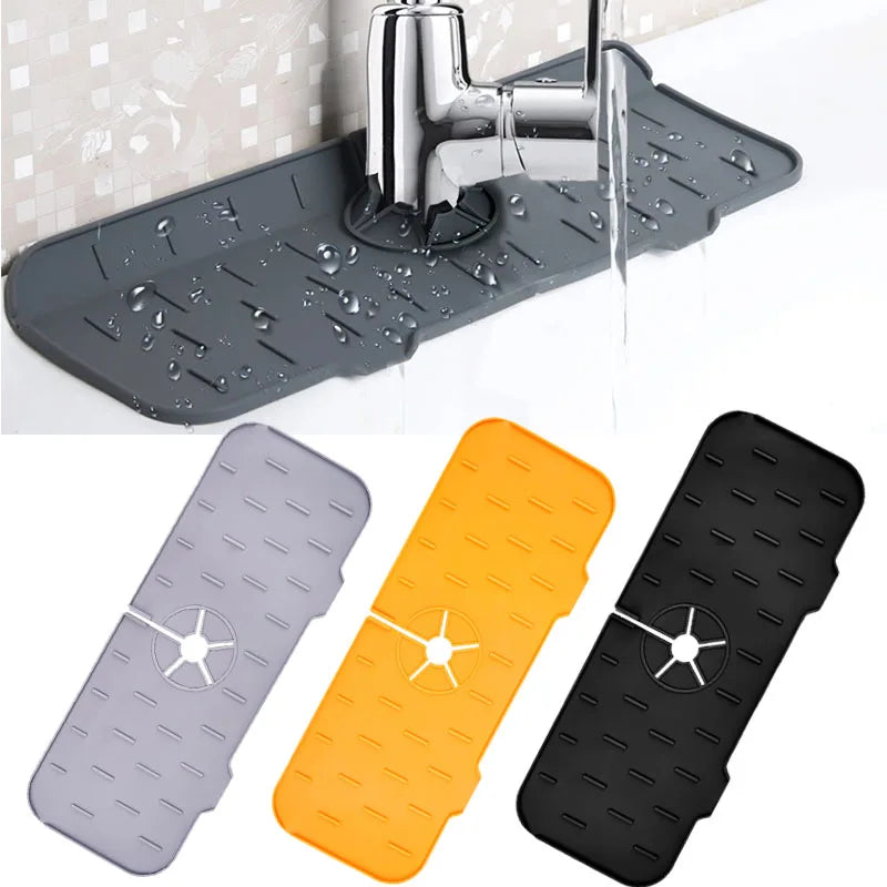 Silicone Faucet Mat - Absorbent Sink Splash Guard & Drain Pad