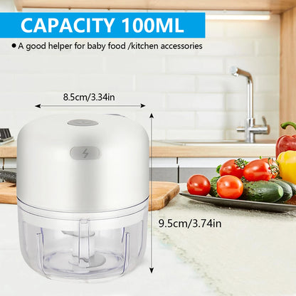 Portable Electric Garlic Chopper - 100ml/250ml Wireless Mini Food Processor