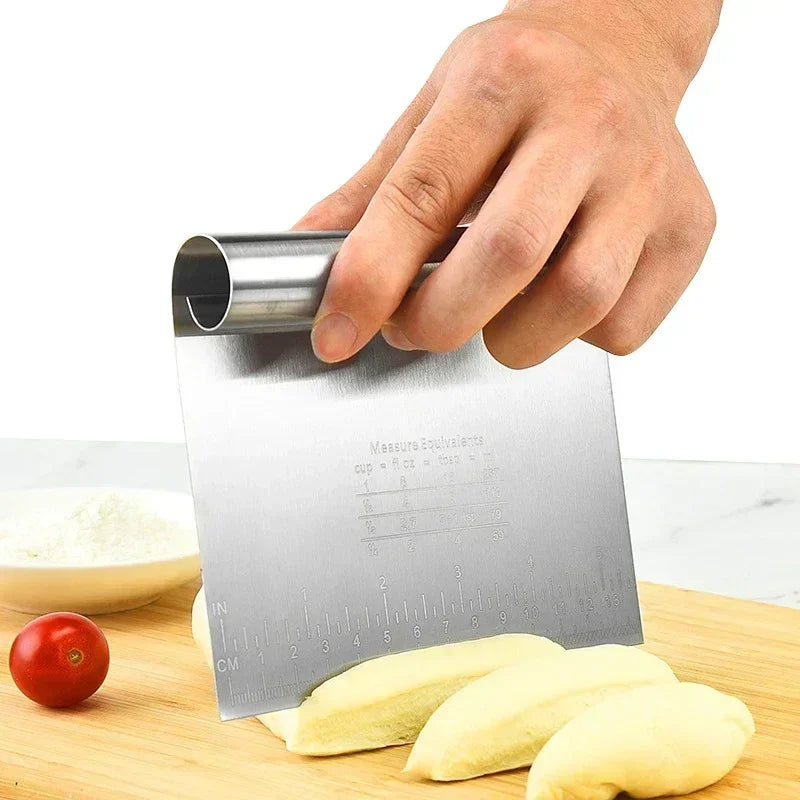 Stainless Steel Dough Scraper - Cake Smoother & Pastry Spatula for Baking
