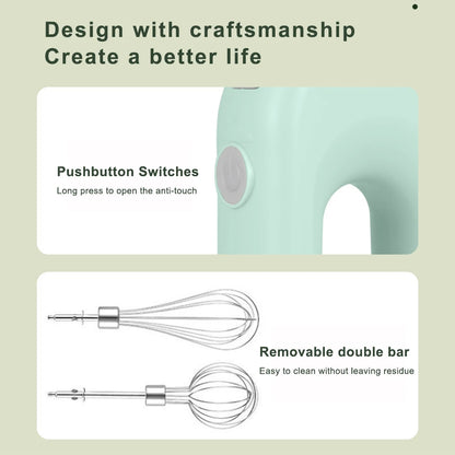 Egg Beater Electric Mixer Kitchen Gadget Quick Charging Battery-operating Convenience USB Charge Adjustable 4 Gears Pink