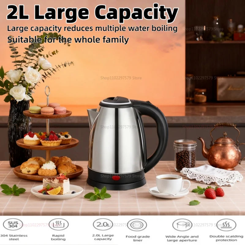1.8L Stainless Steel Electric Kettle - 1500W Fast Boiling Water Kettle