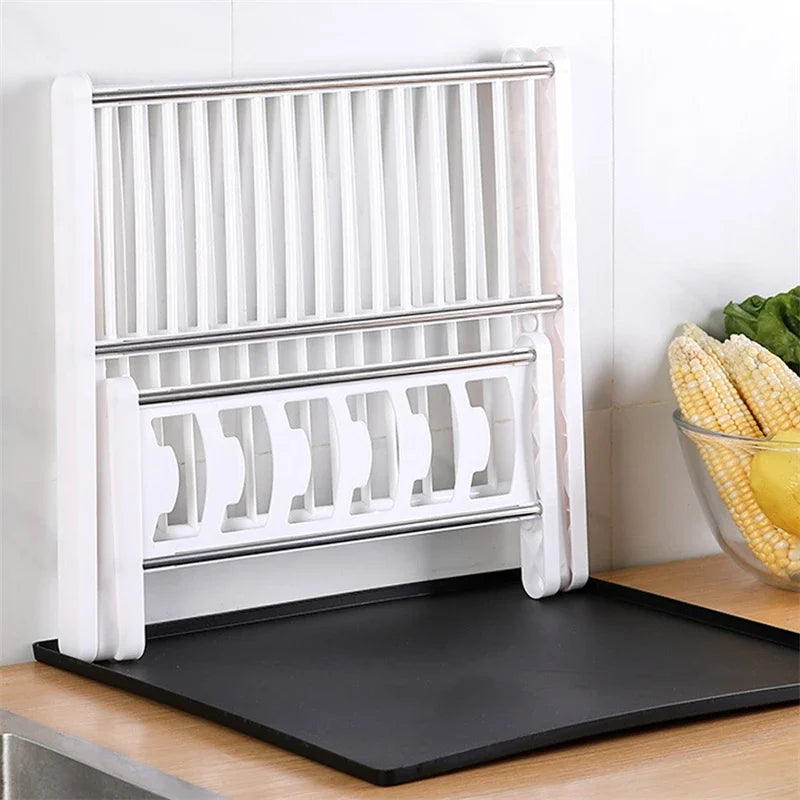 Adjustable Sink Drain Shelf - Kitchen Dish Drying Rack Organizer