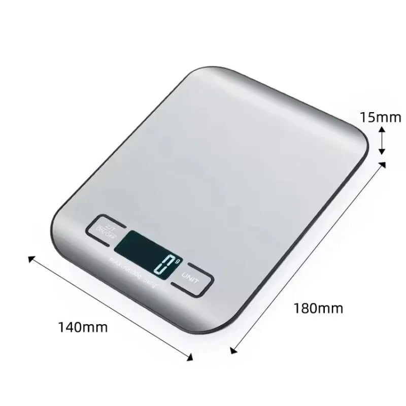 Digital Kitchen Scale with LED Display - 5kg/1g Precision Stainless Steel