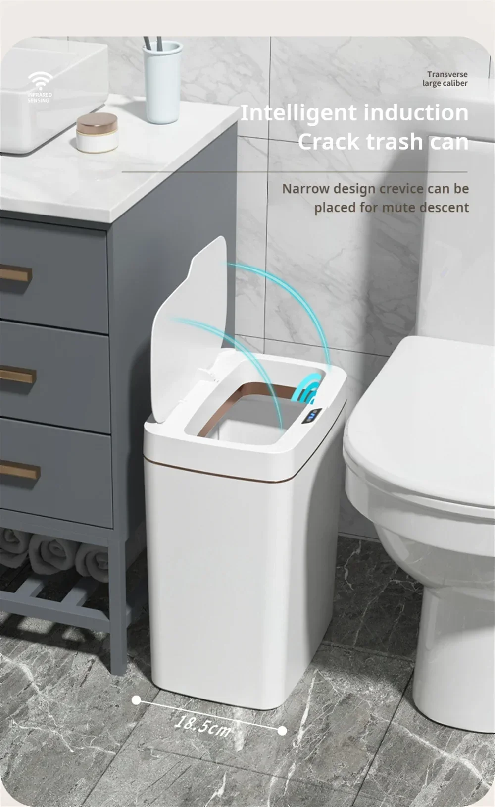 15L High-Quality Touchless Smart Sensor Trash Bin - Waterproof Automatic Waste Bin