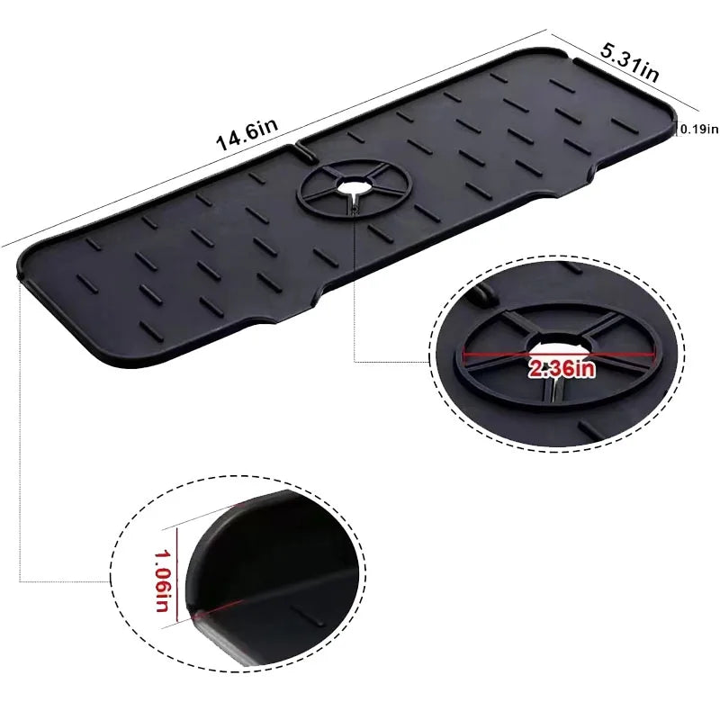 Silicone Faucet Mat - Absorbent Sink Splash Guard & Drain Pad