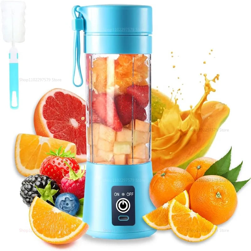 380ml Portable Electric Juicer USB Rechargeable Smoothie Blender Mini Food Processor Fruit Mixer for Travel Camping and Kitchen