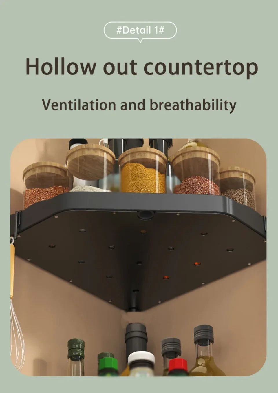 3-Tier Kitchen Spice Rack Organizer - Corner Countertop Seasoning Shelf with Chopstick Holder