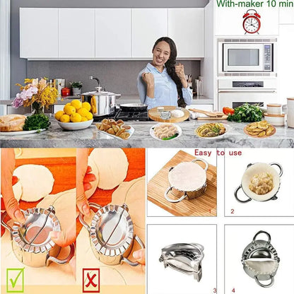 Stainless Steel Dumpling Maker - Ravioli Press & Pastry Mold Kitchen Tool