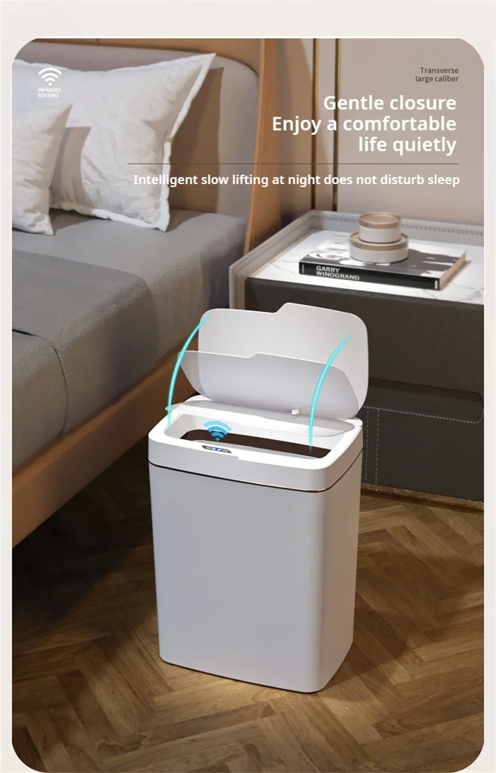 15L Smart Automatic Sensor Trash Bin - Touchless Waste Basket for Kitchen & Bathroom