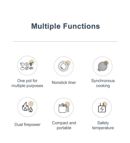 Multi-Function Electric Rice Cooker - Mini Hot Pot for 1-3 People