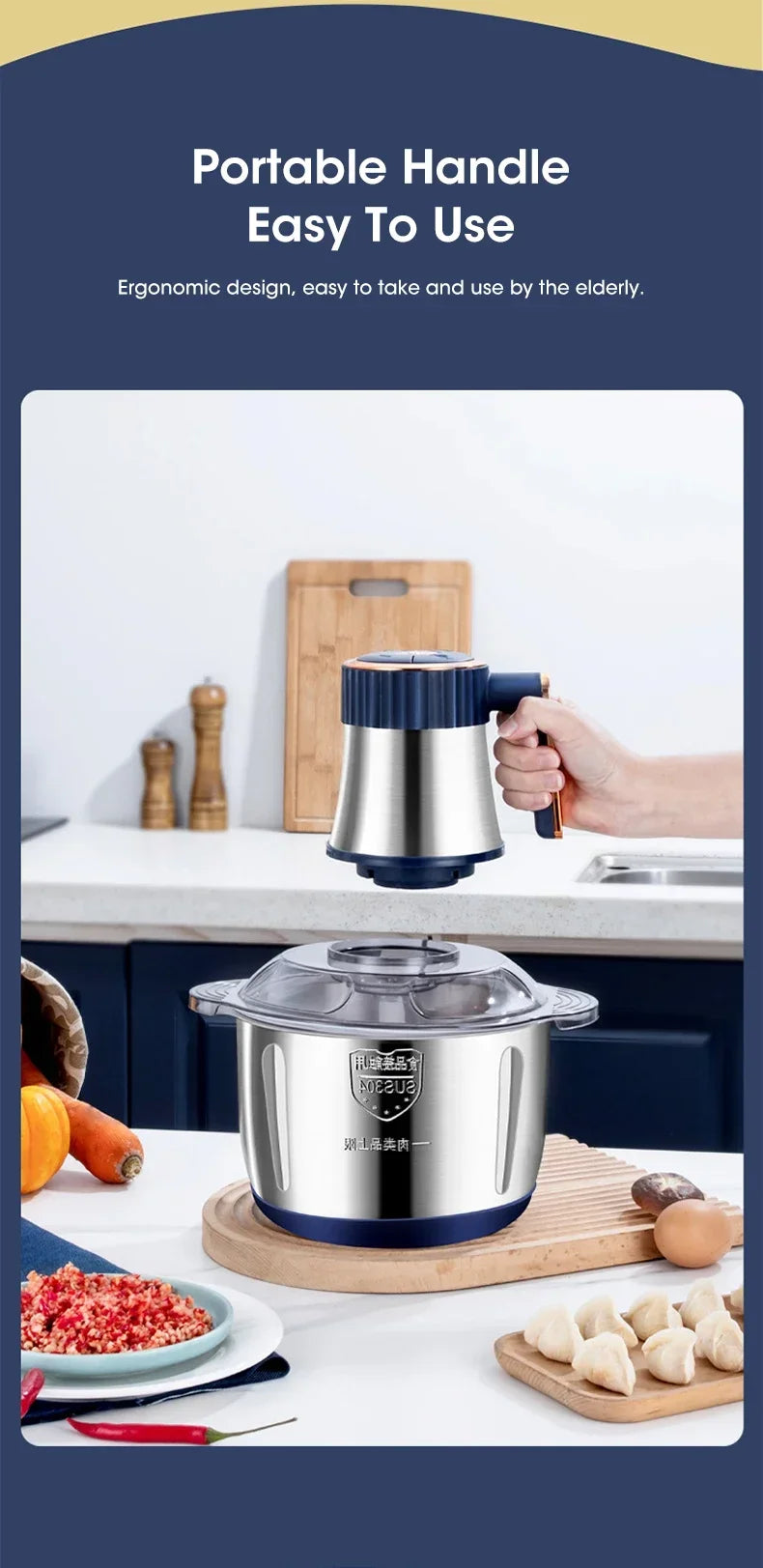 5L Electric Meat Grinder - Multi-Function Food Processor & Vegetable Chopper