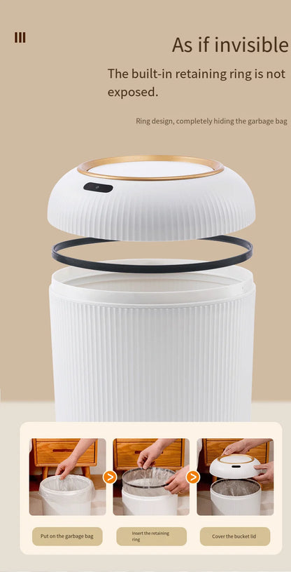 Smart Sensor Trash Can - 10L Automatic Touchless Kitchen Bin with Lid