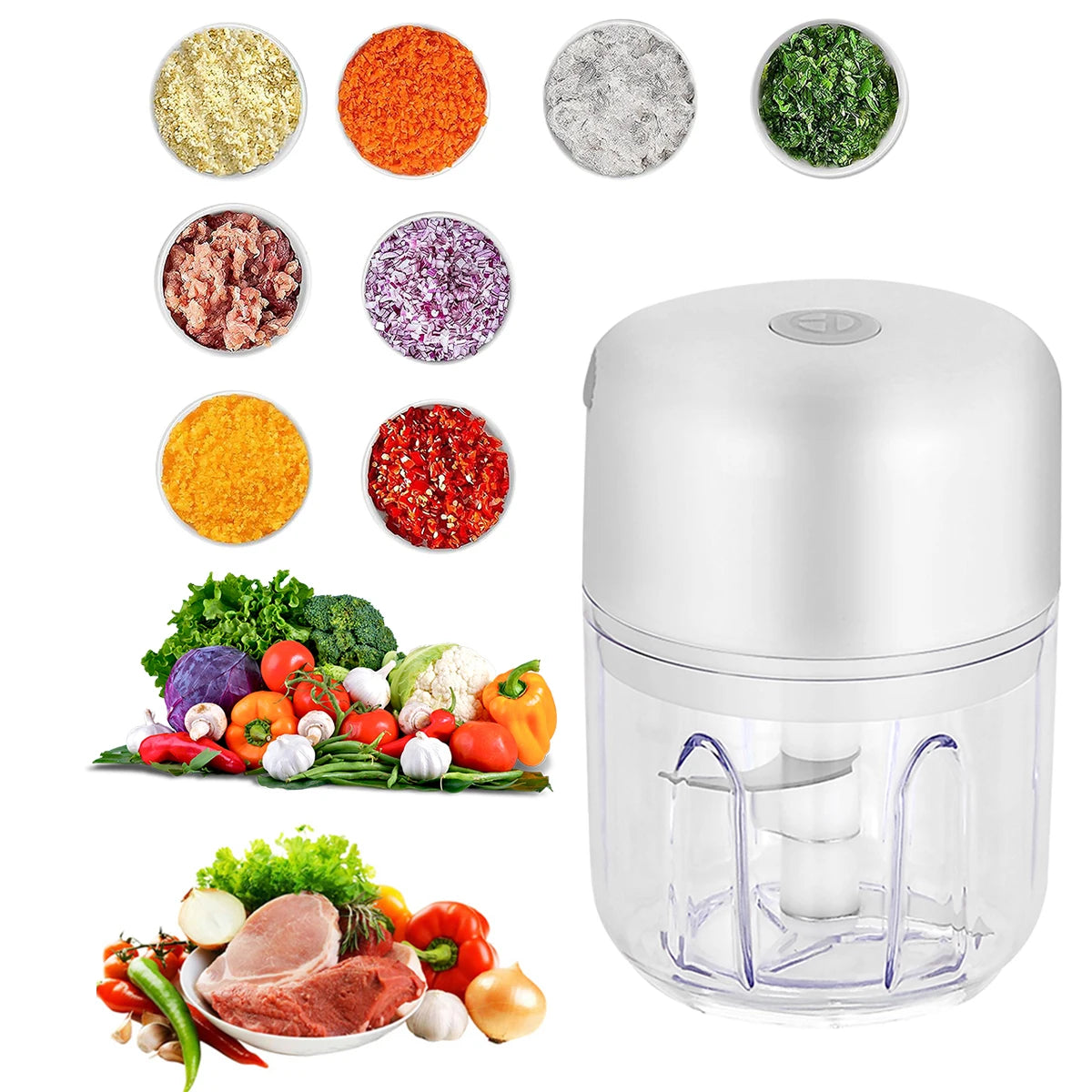 Portable Electric Garlic Chopper - 100ml/250ml Wireless Mini Food Processor
