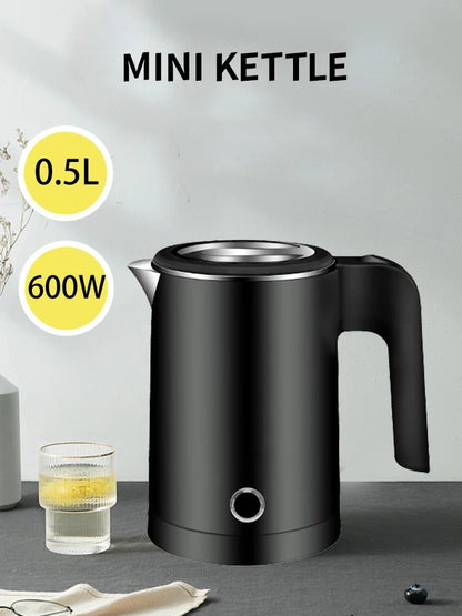 500ML Portable Travel Electric Kettle - Compact Water Boiler for Tea & Coffee