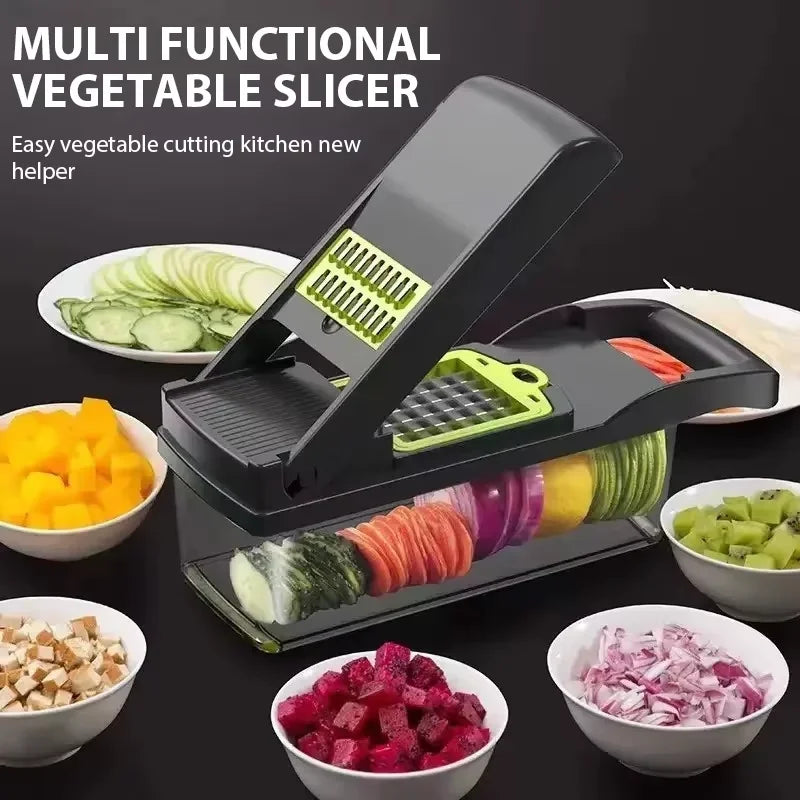 16-Piece Multifunctional Vegetable Cutter Set - Manual Slicer, Shredder & Grater